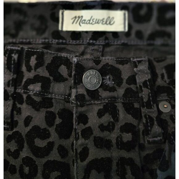 Madewell Leopard Print Mid-Rise Skinny Pants Black Stretchy mob wife whimsigoth - Picture 6 of 13